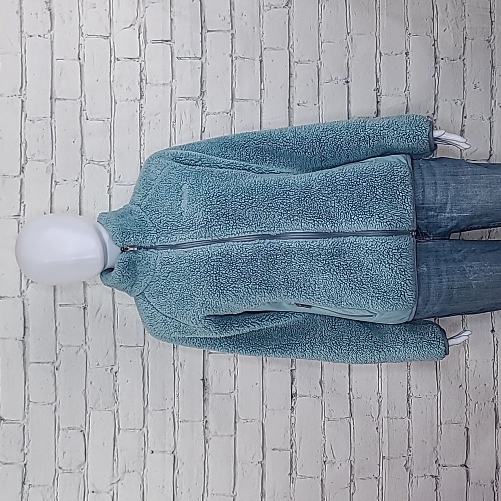 Columbia Fast Beauty Fleece Long Sleeve Teddy Sherpa Jacket in Light Teal/Gray